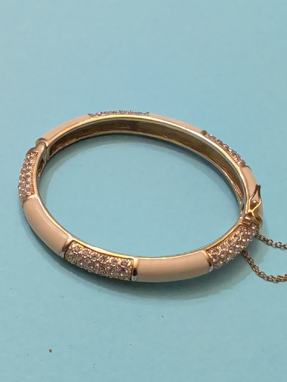 J. Crew Gold-Tone Cream Enamel Pave Crystal Bangle